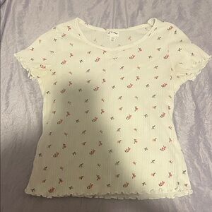 Art Class Cream Floral Short Sleeve Top